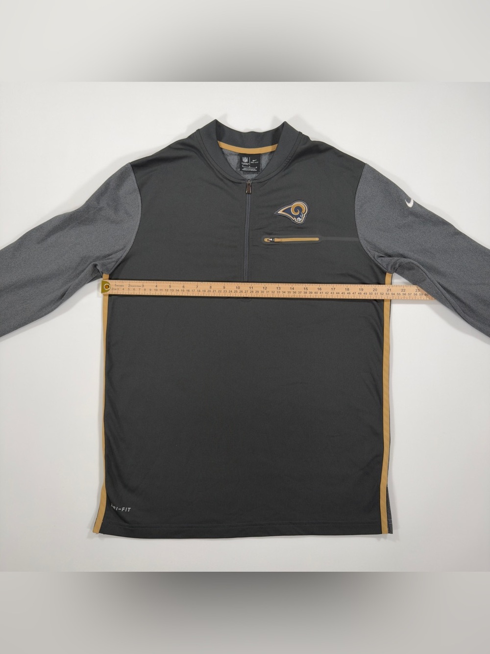 Nike NFL Los Angeles Rams Men's Medium ½ Zip Dri-FIT Sideline Pullover Jacket - Picture 13 of 14
